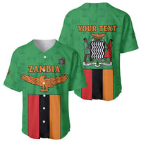 Personalised Zambia Baseball Jersey Flag Style Mix Kente Pattern