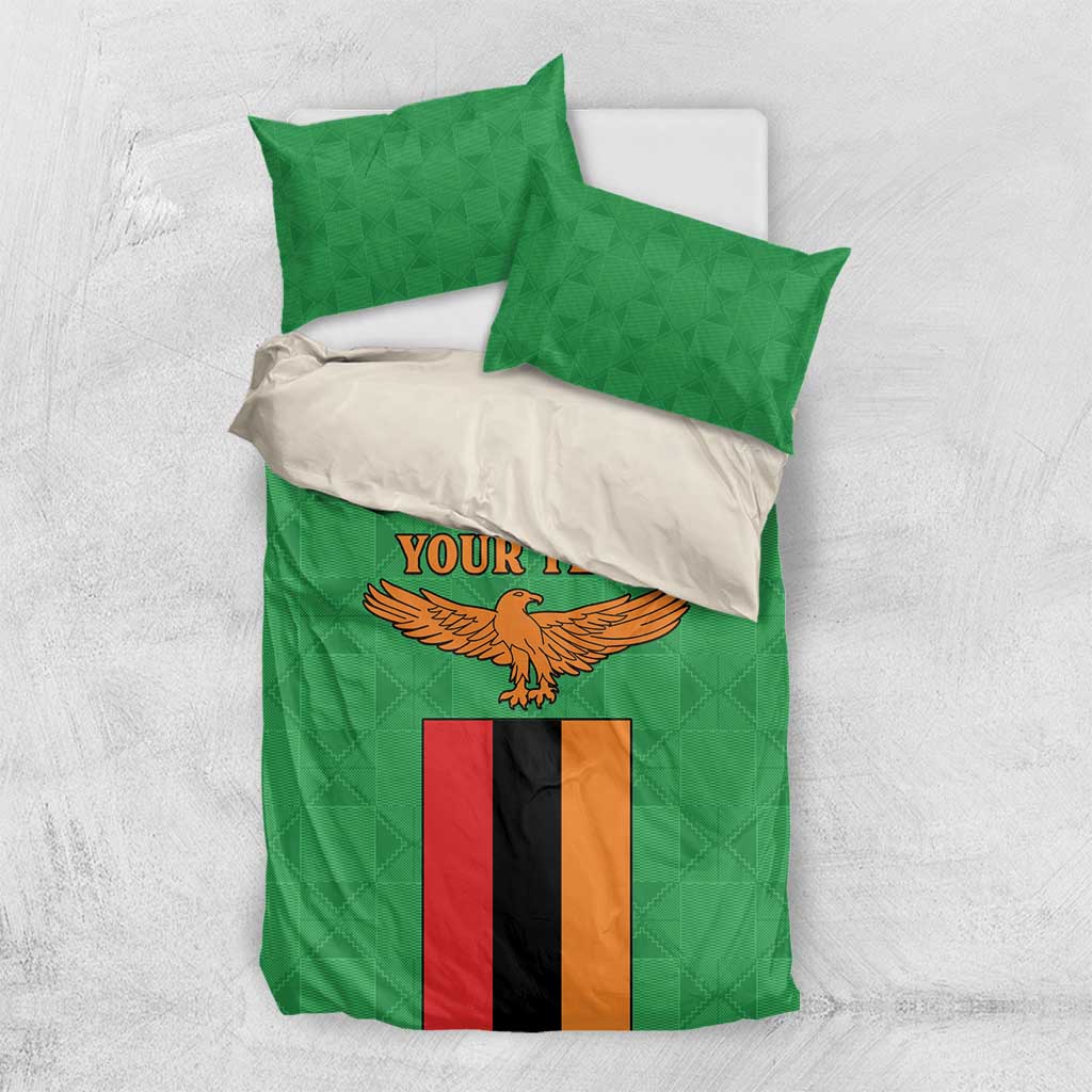 Personalised Zambia Bedding Set Flag Style Mix Kente Pattern