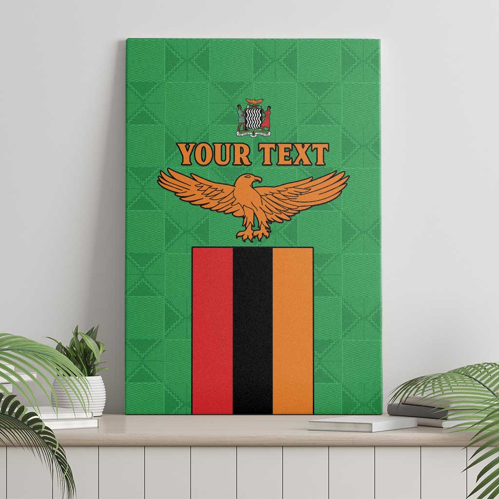 Personalised Zambia Canvas Wall Art Flag Style Mix Kente Pattern