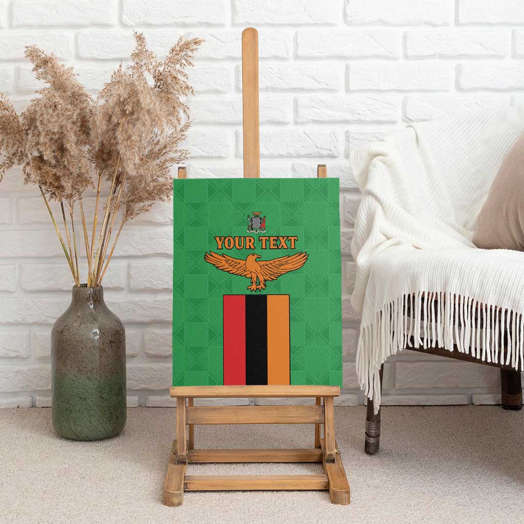 Personalised Zambia Canvas Wall Art Flag Style Mix Kente Pattern