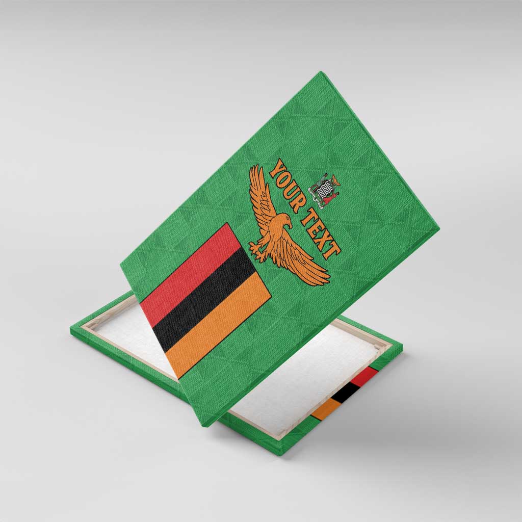 Personalised Zambia Canvas Wall Art Flag Style Mix Kente Pattern