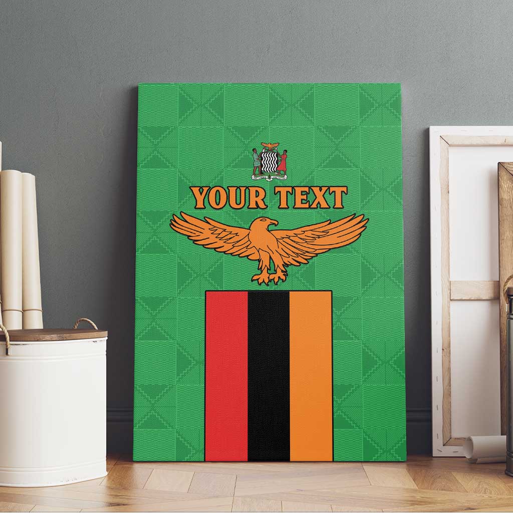 Personalised Zambia Canvas Wall Art Flag Style Mix Kente Pattern