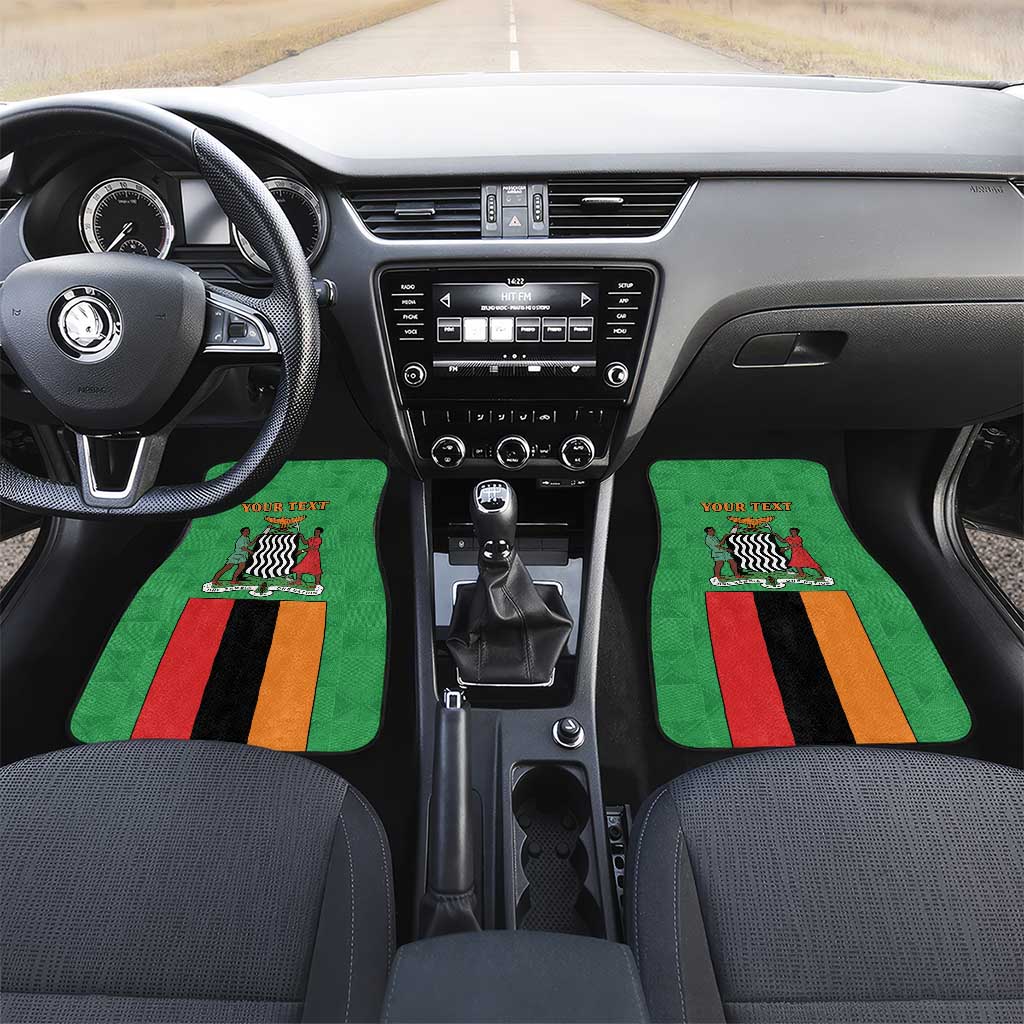 Personalised Zambia Car Mats Flag Style Mix Kente Pattern