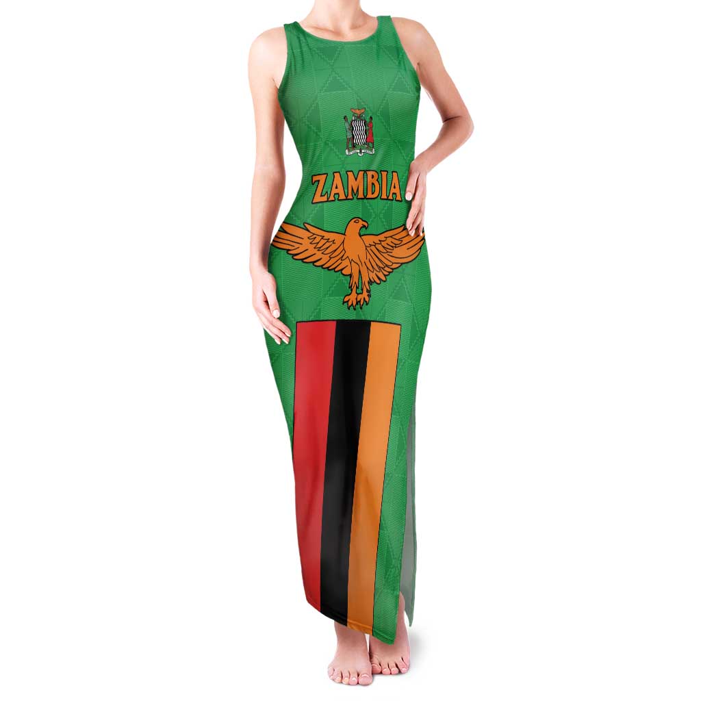 Personalised Zambia Family Matching Tank Maxi Dress and Hawaiian Shirt Flag Style Mix Kente Pattern