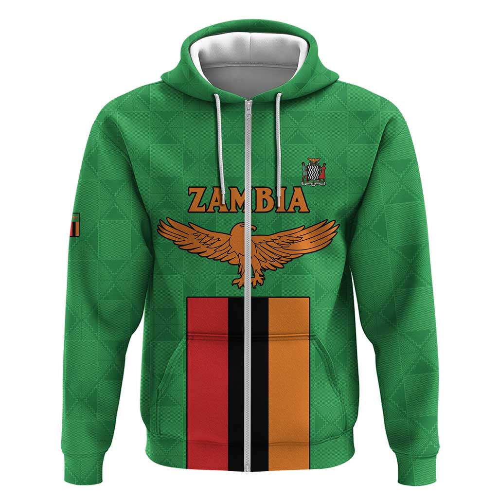 Personalised Zambia Hoodie Flag Style Mix Kente Pattern