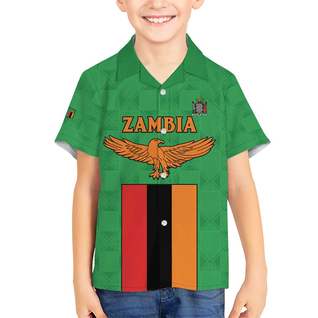 Personalised Zambia Kid Hawaiian Shirt Flag Style Mix Kente Pattern