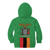 Personalised Zambia Kid Hoodie Flag Style Mix Kente Pattern