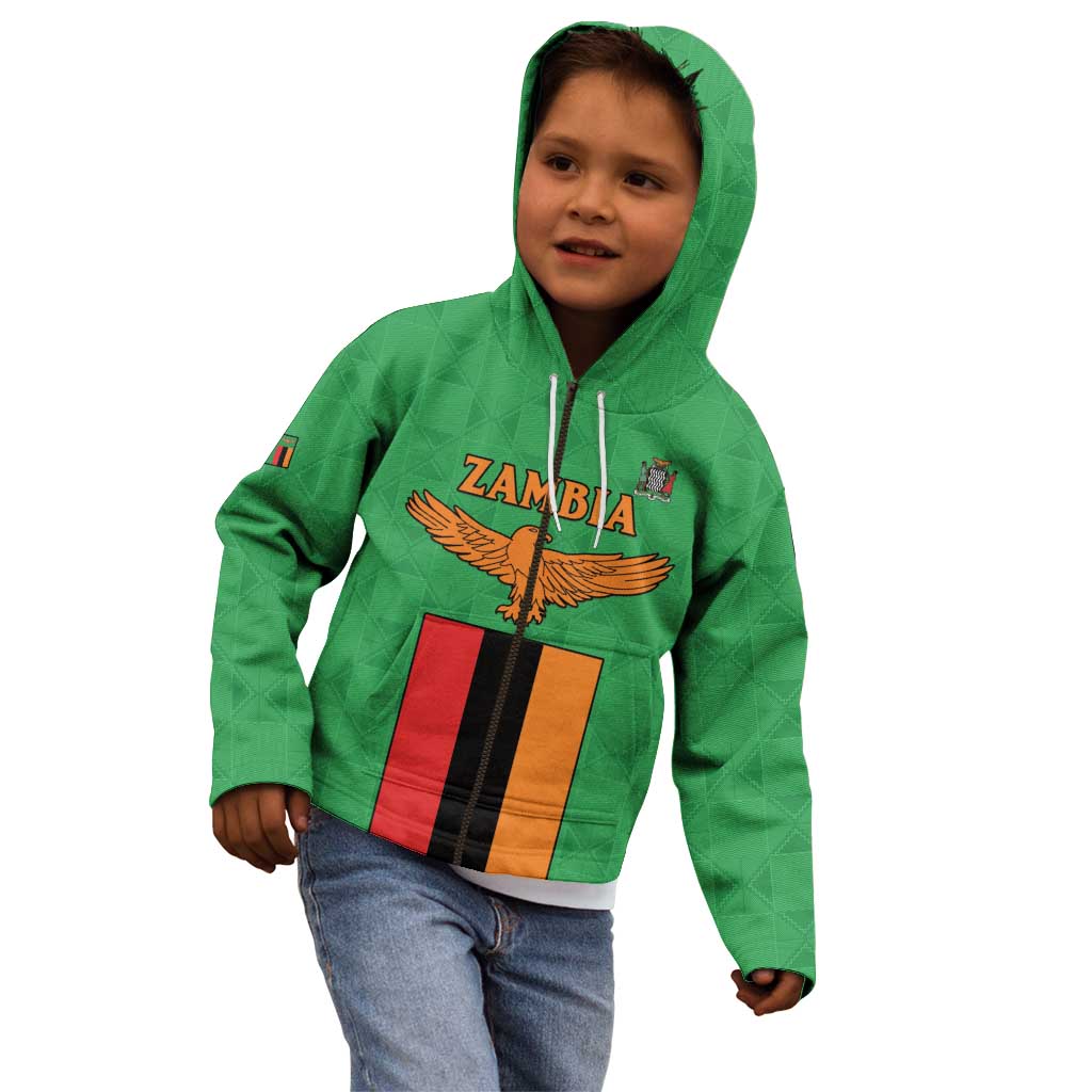 Personalised Zambia Kid Hoodie Flag Style Mix Kente Pattern