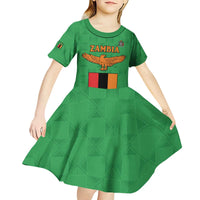 Personalised Zambia Kid Short Sleeve Dress Flag Style Mix Kente Pattern
