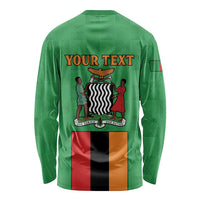 Personalised Zambia Long Sleeve Shirt Flag Style Mix Kente Pattern