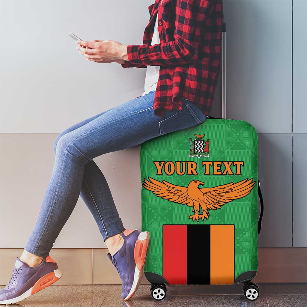Personalised Zambia Luggage Cover Flag Style Mix Kente Pattern