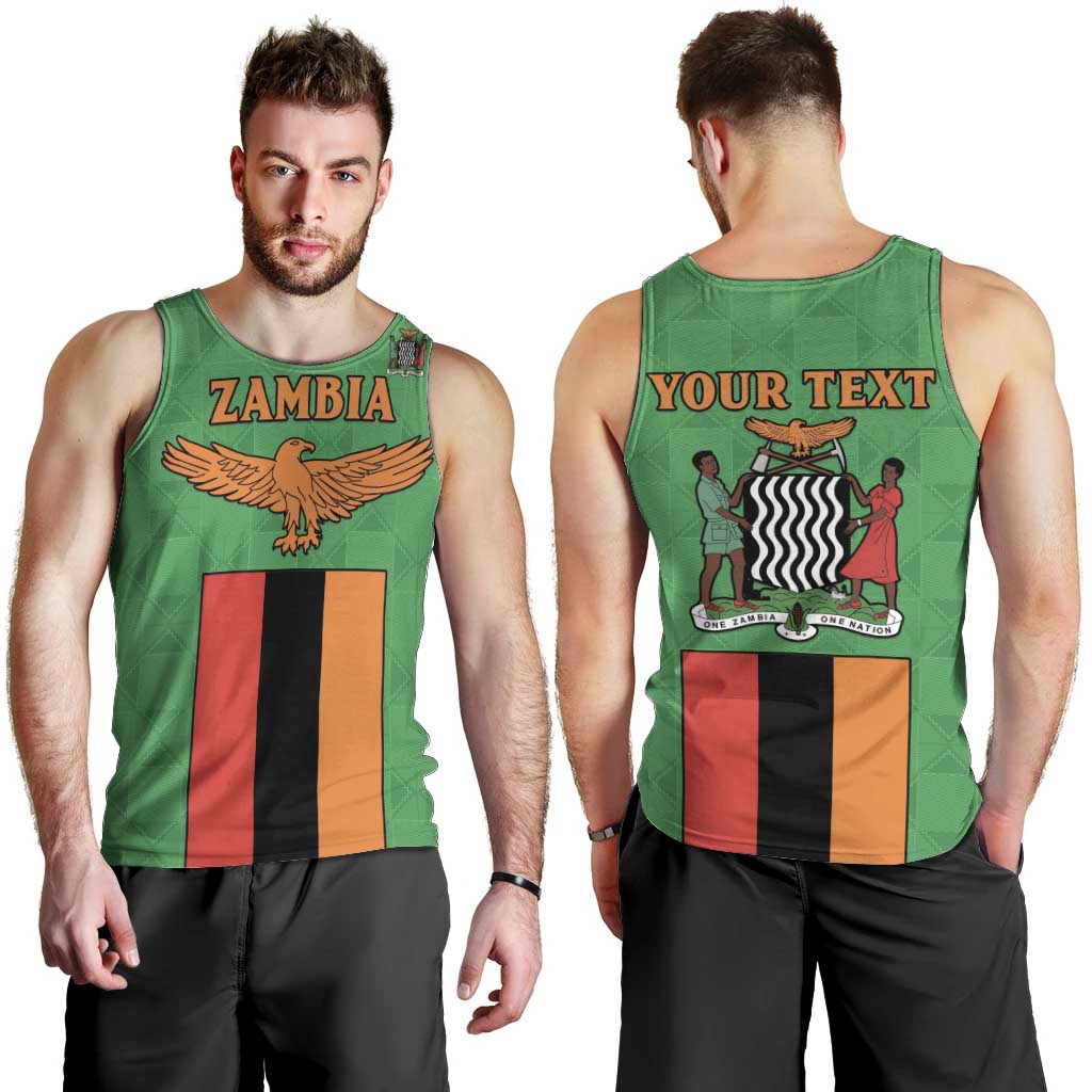 Personalised Zambia Men Tank Top Flag Style Mix Kente Pattern