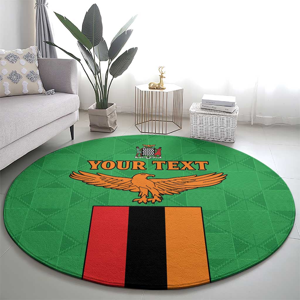 Personalised Zambia Round Carpet Flag Style Mix Kente Pattern