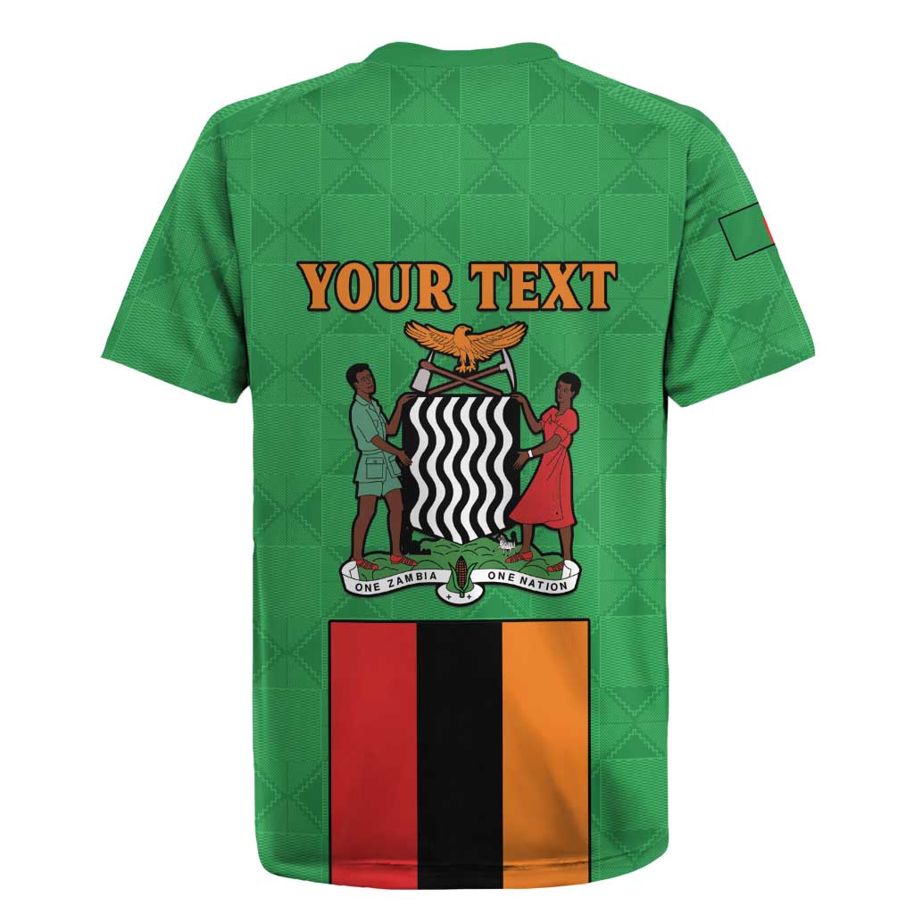 Personalised Zambia Rugby Jersey Flag Style Mix Kente Pattern