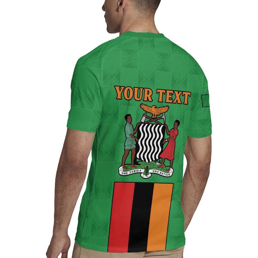 Personalised Zambia Rugby Jersey Flag Style Mix Kente Pattern