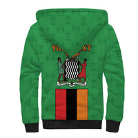 Personalised Zambia Sherpa Hoodie Flag Style Mix Kente Pattern