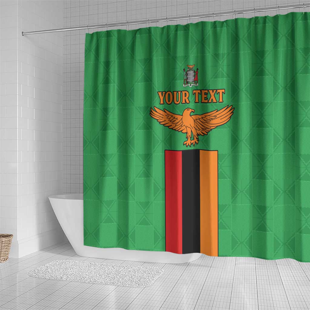 Personalised Zambia Shower Curtain Flag Style Mix Kente Pattern