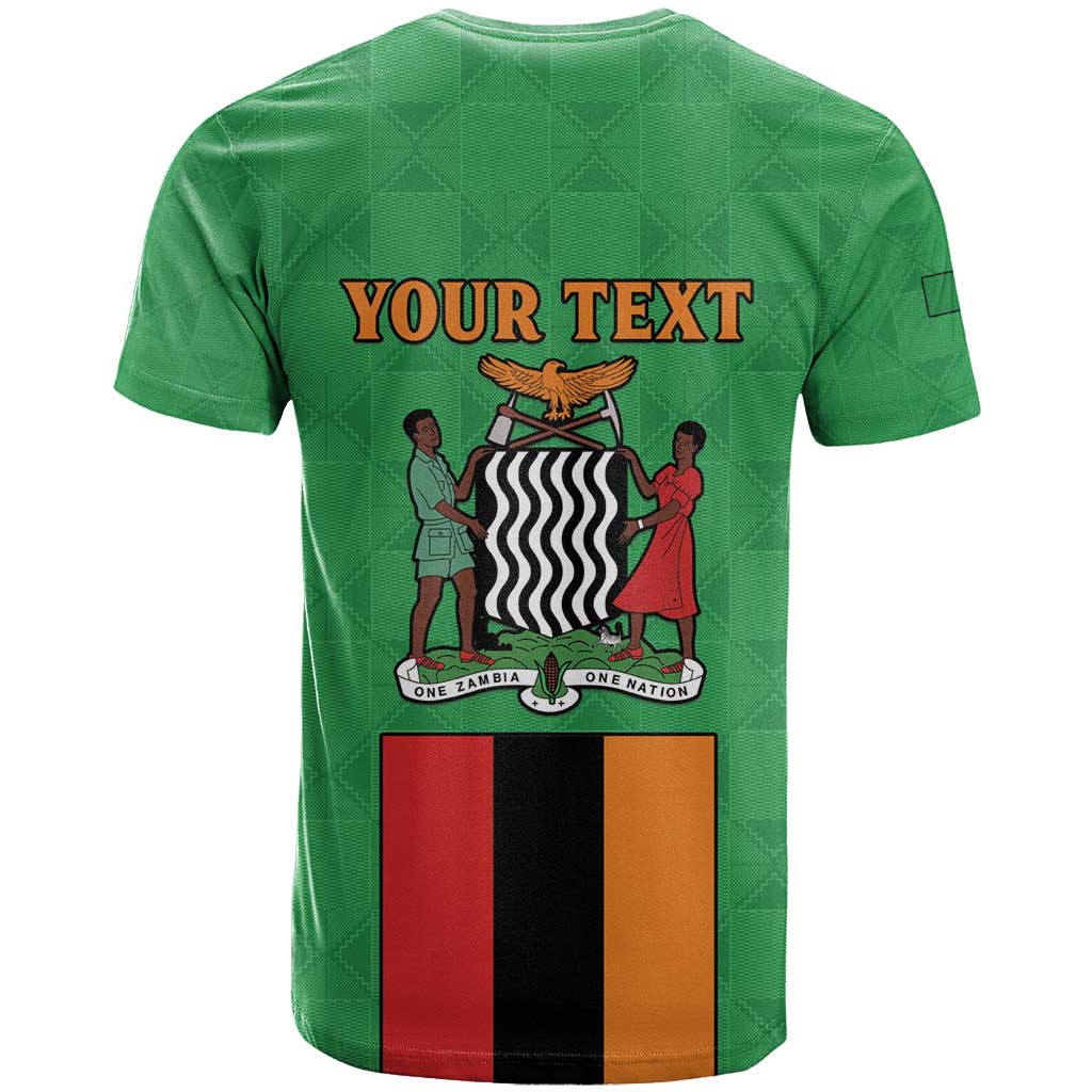 Personalised Zambia T Shirt Flag Style Mix Kente Pattern