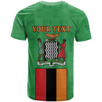 Personalised Zambia T Shirt Flag Style Mix Kente Pattern