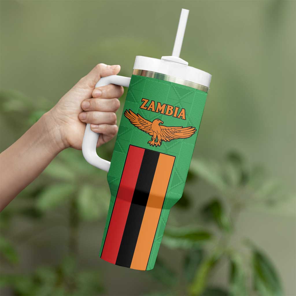 Personalised Zambia Tumbler With Handle Flag Style Mix Kente Pattern