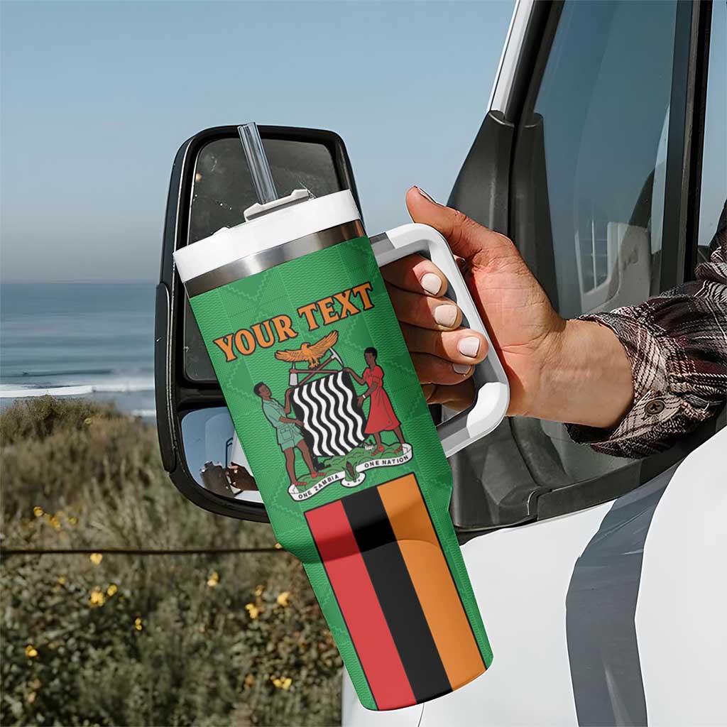Personalised Zambia Tumbler With Handle Flag Style Mix Kente Pattern