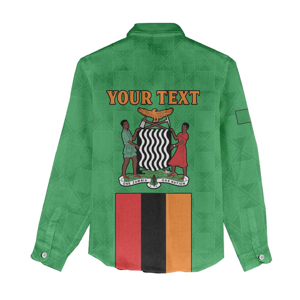 Personalised Zambia Women Casual Shirt Flag Style Mix Kente Pattern