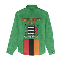 Personalised Zambia Women Casual Shirt Flag Style Mix Kente Pattern