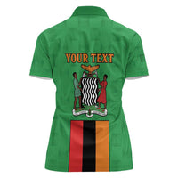 Personalised Zambia Women Polo Shirt Flag Style Mix Kente Pattern