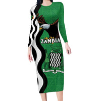 Zambia Family Matching Long Sleeve Bodycon Dress and Hawaiian Shirt One Zambia One Nation
