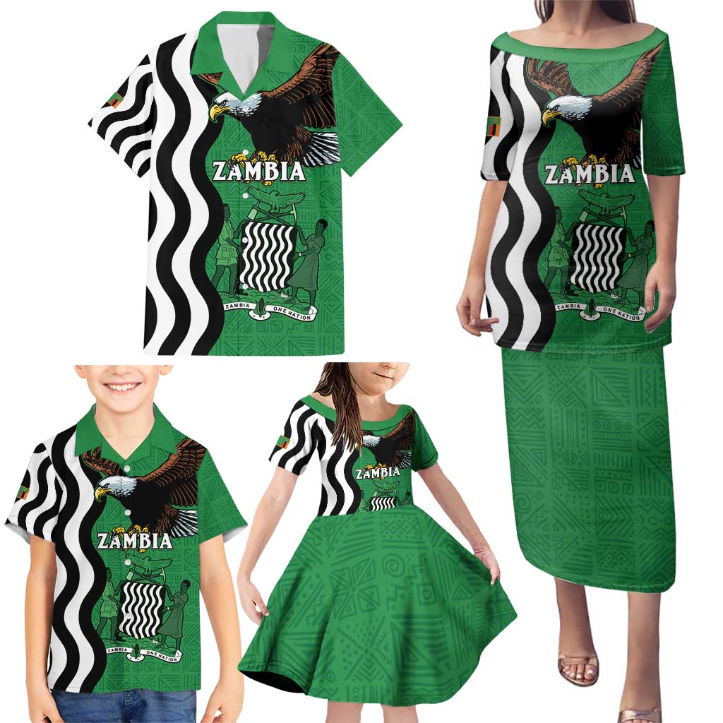 Zambia Family Matching Puletasi and Hawaiian Shirt One Zambia One Nation