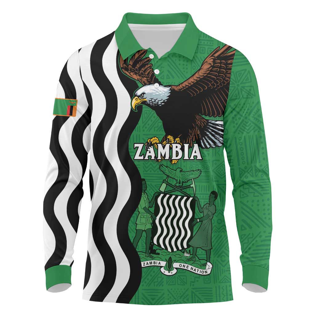 Zambia Long Sleeve Polo Shirt One Zambia One Nation