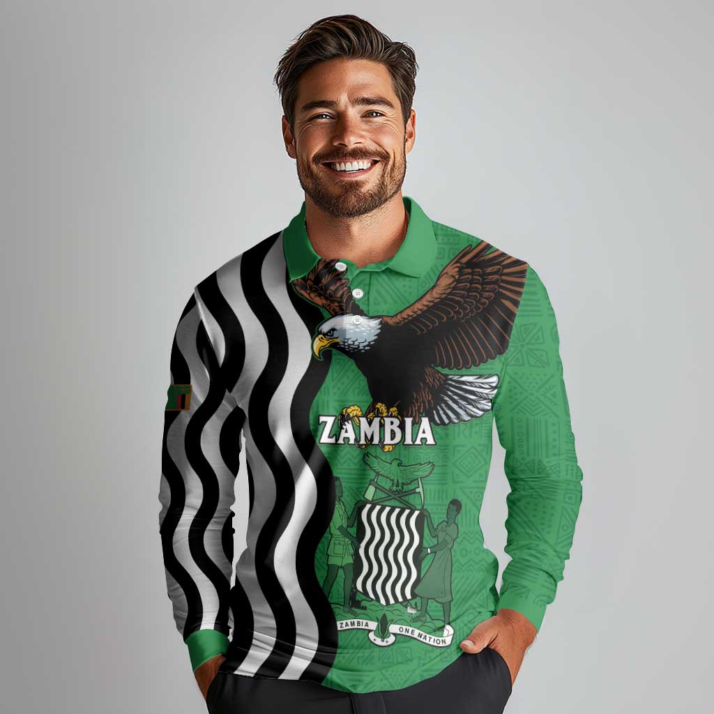 Zambia Long Sleeve Polo Shirt One Zambia One Nation