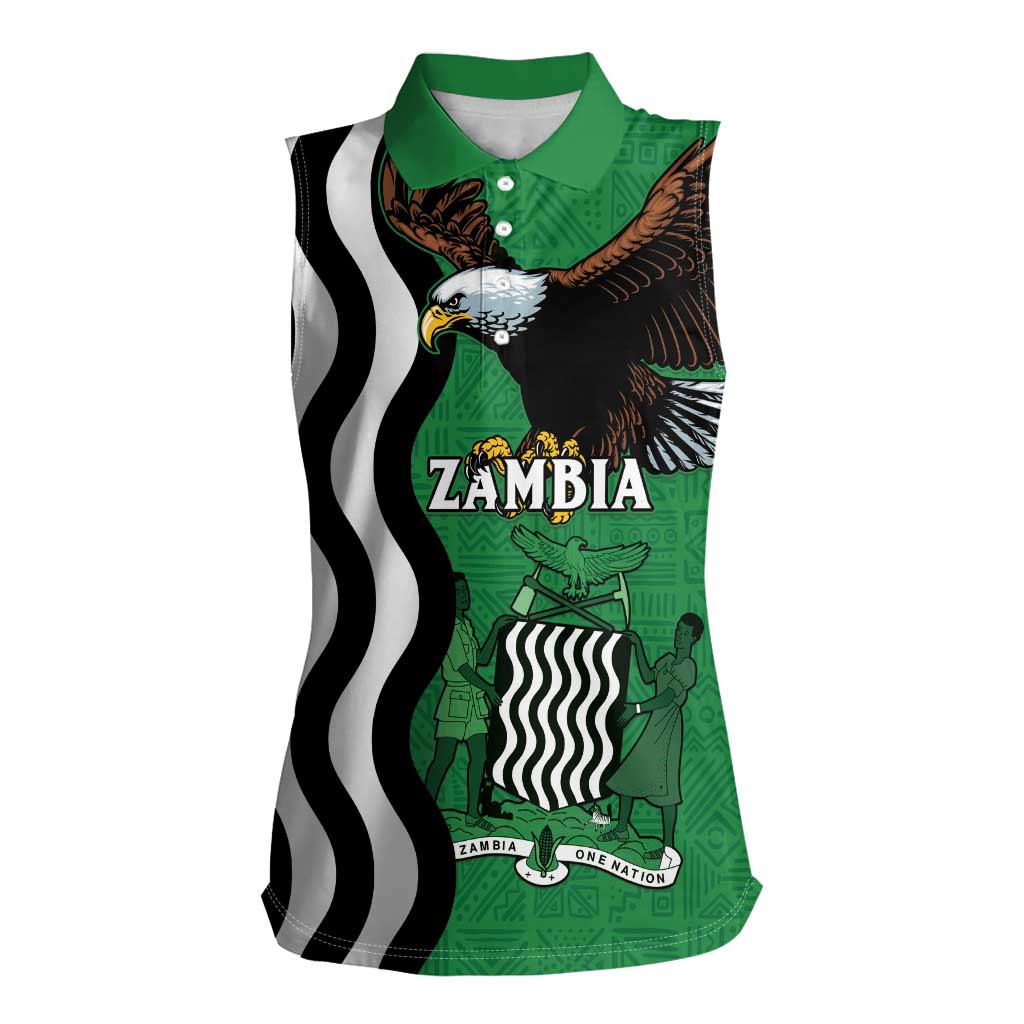 Zambia Women Sleeveless Polo Shirt One Zambia One Nation