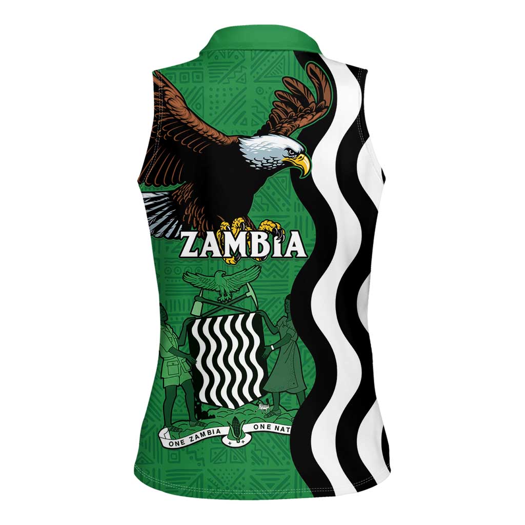 Zambia Women Sleeveless Polo Shirt One Zambia One Nation