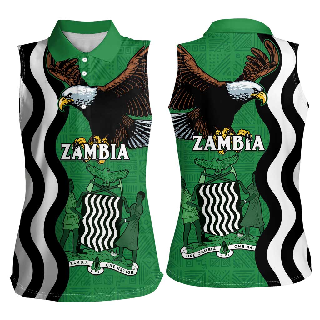 Zambia Women Sleeveless Polo Shirt One Zambia One Nation