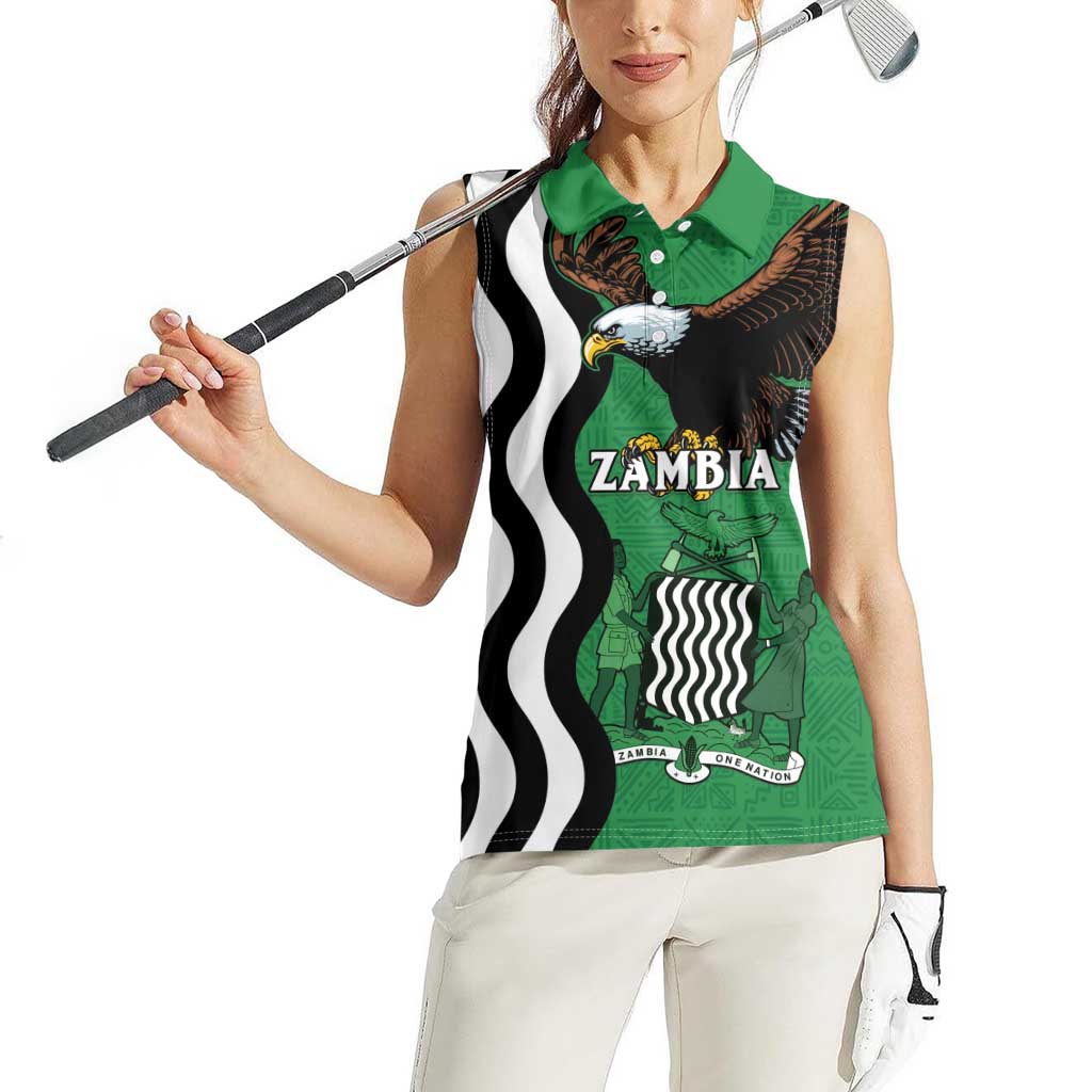 Zambia Women Sleeveless Polo Shirt One Zambia One Nation