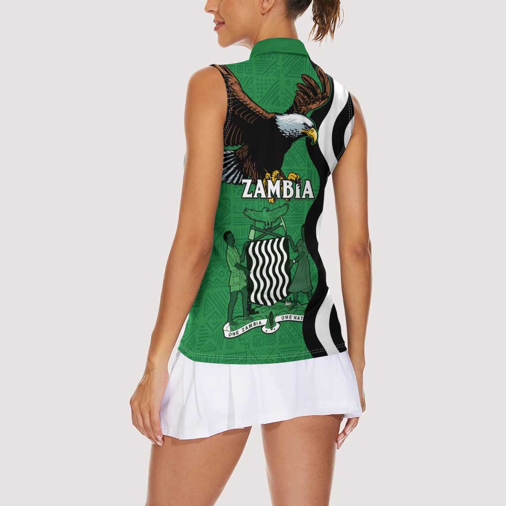 Zambia Women Sleeveless Polo Shirt One Zambia One Nation