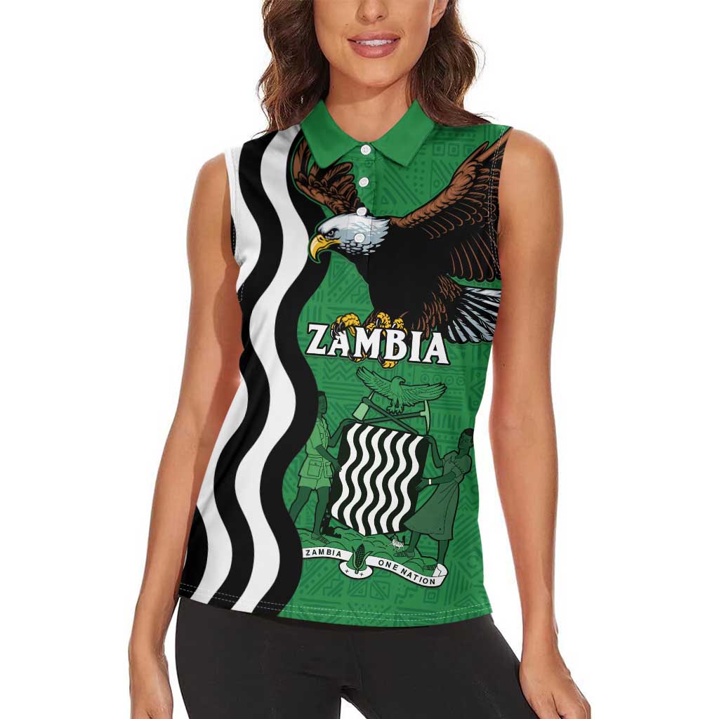Zambia Women Sleeveless Polo Shirt One Zambia One Nation