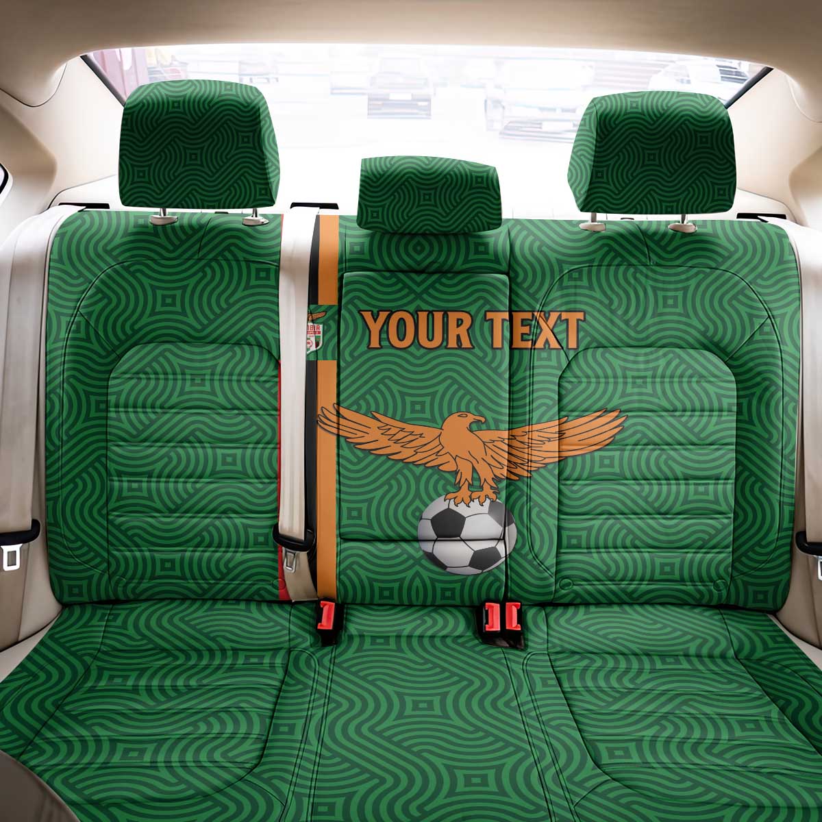 Custom Zambia Football Back Car Seat Cover Go Copper Bullets
