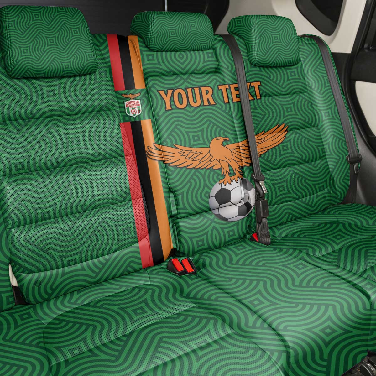 Custom Zambia Football Back Car Seat Cover Go Copper Bullets