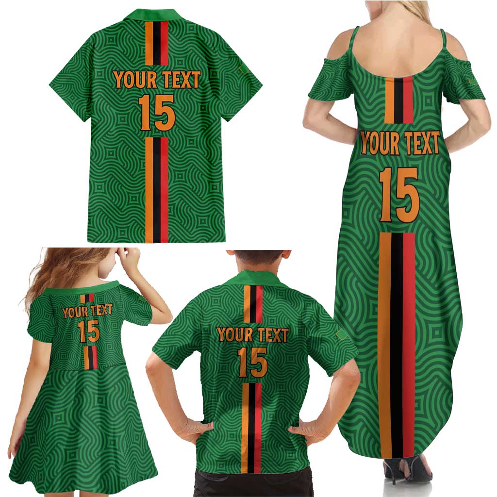 Custom Zambia Football Family Matching Summer Maxi Dress and Hawaiian Shirt Go Copper Bullets