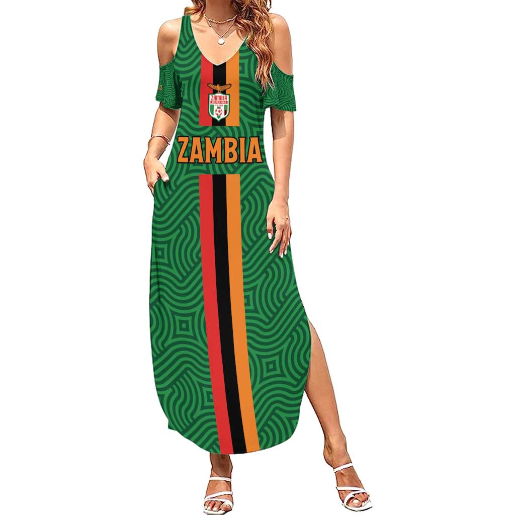 Custom Zambia Football Family Matching Summer Maxi Dress and Hawaiian Shirt Go Copper Bullets