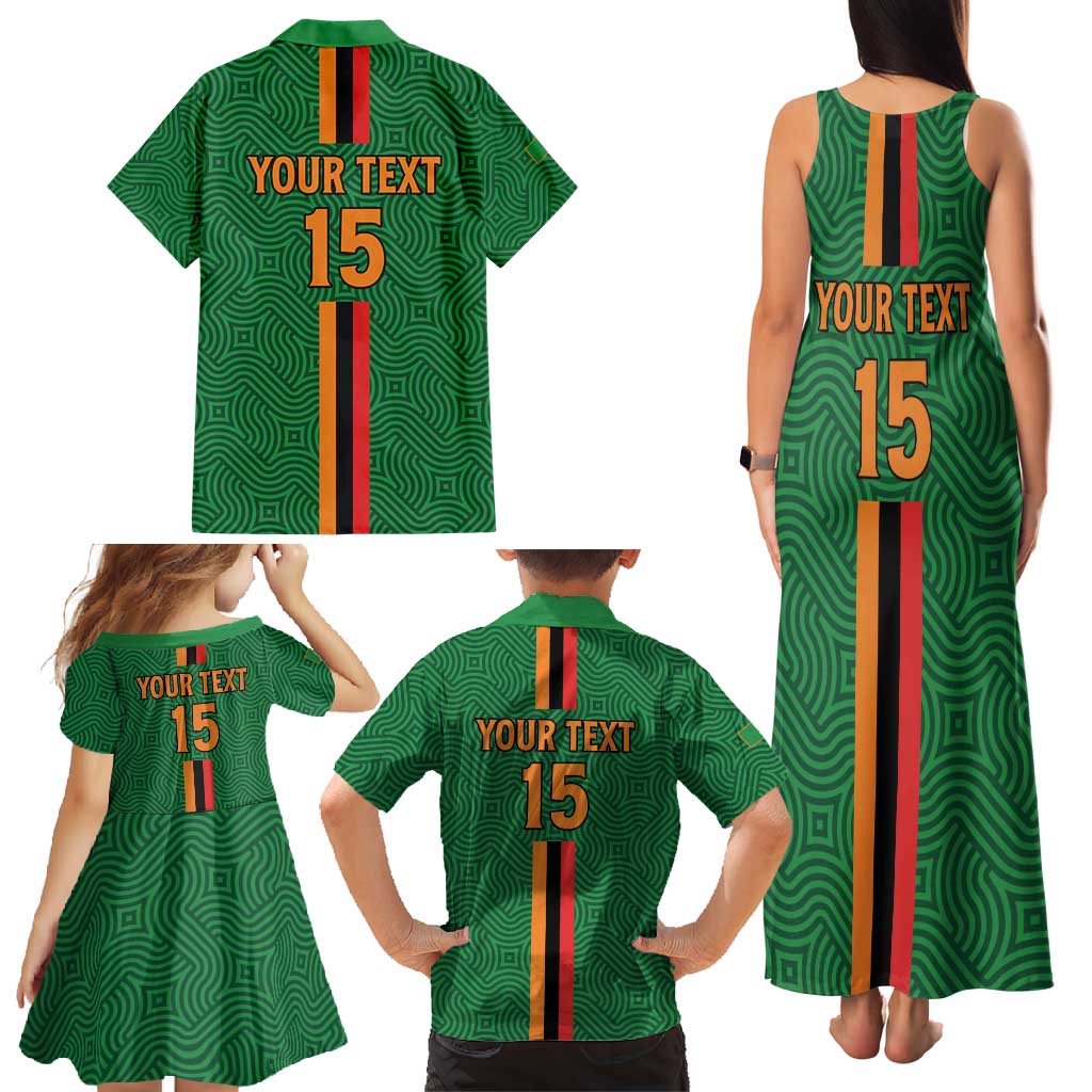 Custom Zambia Football Family Matching Tank Maxi Dress and Hawaiian Shirt Go Copper Bullets