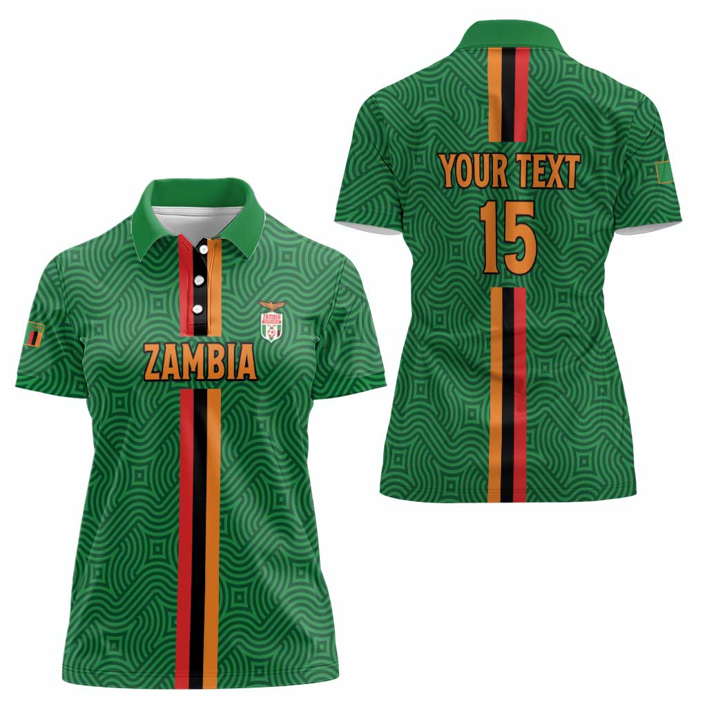 Custom Zambia Football Women Polo Shirt Go Copper Bullets
