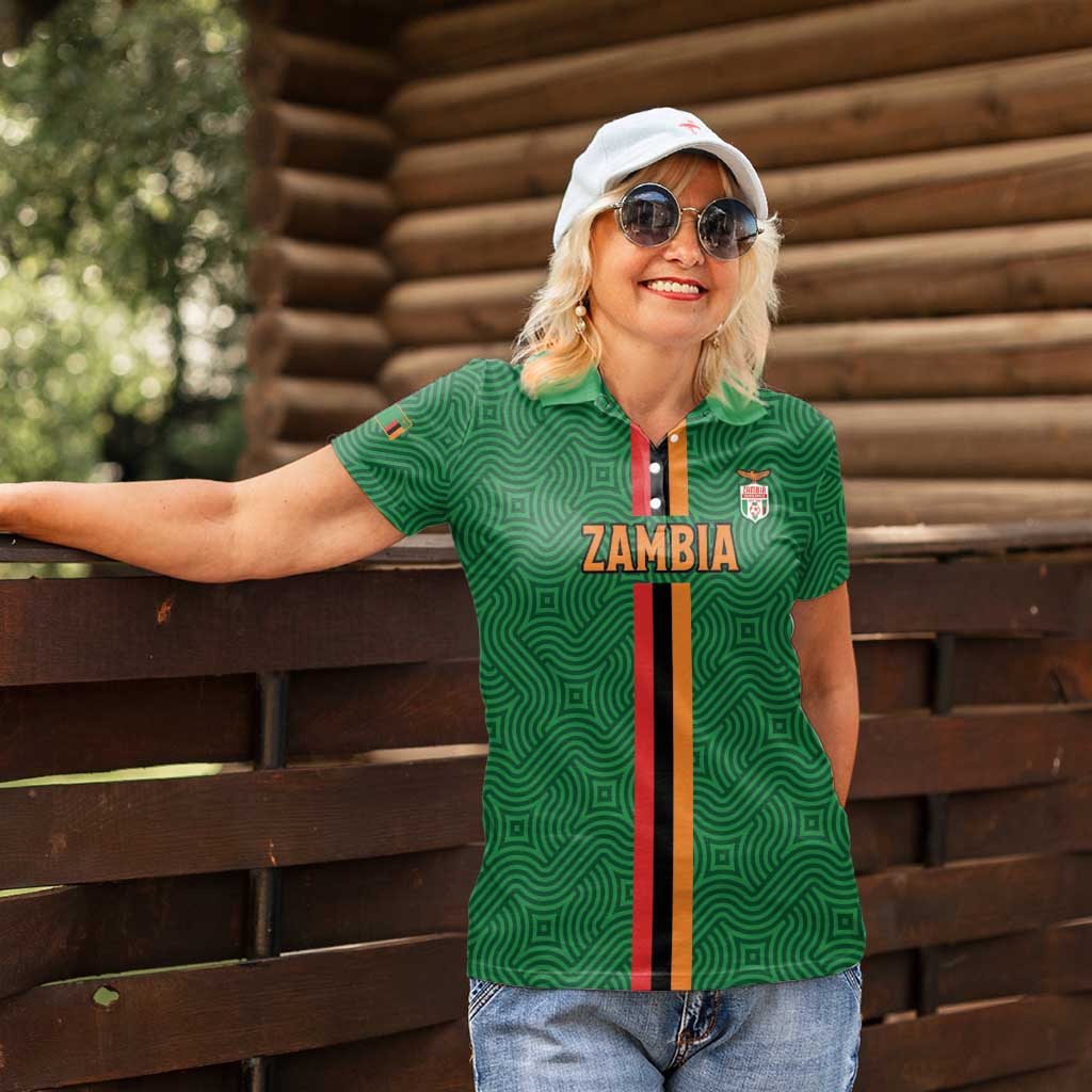 Custom Zambia Football Women Polo Shirt Go Copper Bullets