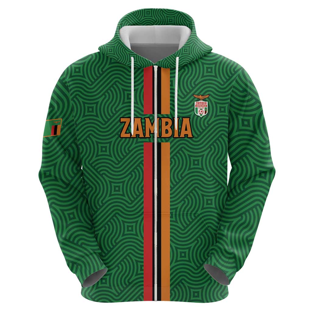 Custom Zambia Football Zip Hoodie Go Copper Bullets