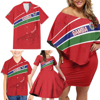 Custom Gambia Football Family Matching Off Shoulder Short Dress and Hawaiian Shirt Go Scorpions Go
