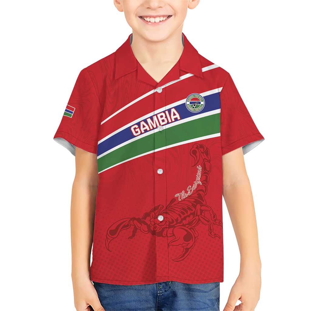 Custom Gambia Football Family Matching Short Sleeve Bodycon Dress and Hawaiian Shirt Go Scorpions Go