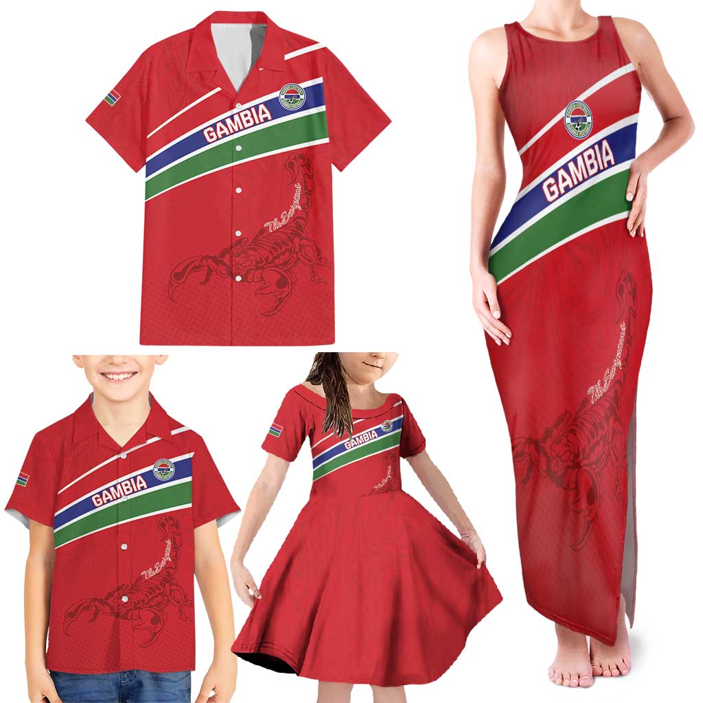 Custom Gambia Football Family Matching Tank Maxi Dress and Hawaiian Shirt Go Scorpions Go