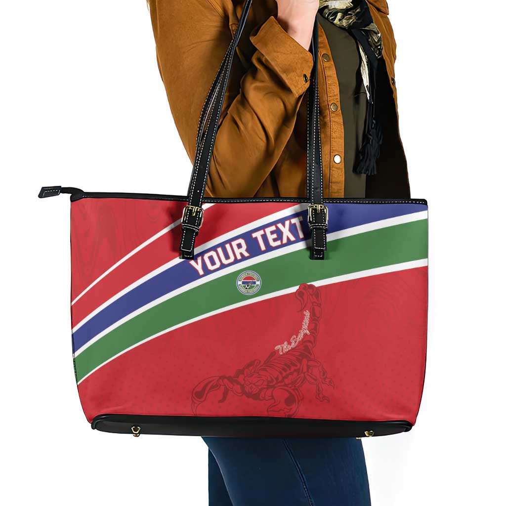 Custom Gambia Football Leather Tote Bag Go Scorpions Go